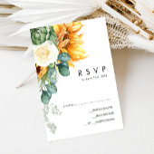 カントリーはっきりしたヒマワリ |木製ウェディングRSVPカード 出欠カード