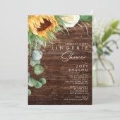 カントリーはっきりしたヒマワリ |木製ランジェリーシャワー 招待状 (スタンド正面)