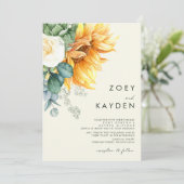 カントリーはっきりしたヒマワリ |淡い黄結婚色 招待状 (スタンド正面)