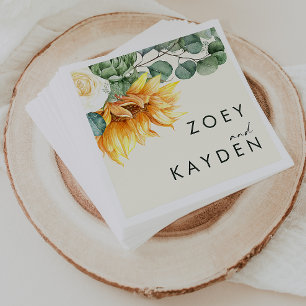 カントリーはっきりしたヒマワリ  淡い黄色結婚のナプク スタンダードカクテルナプキン