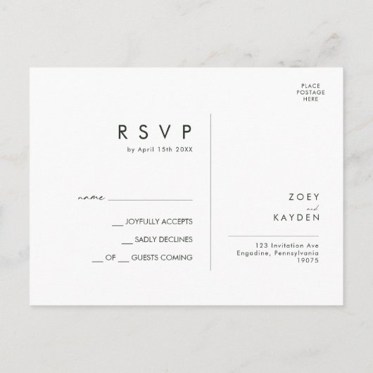 カントリーはっきりしたヒマワリ |濃い緑の結婚式RSVP ポストカード (裏面)