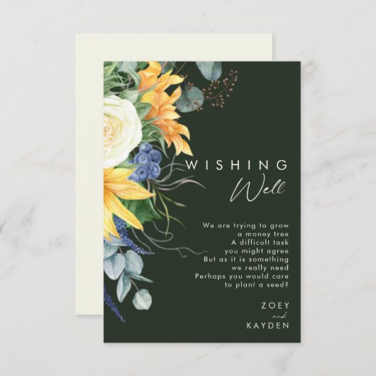カントリーはっきりしたヒマワリ |濃い緑の願い井戸 エンクロージャーカード (正面/裏面)