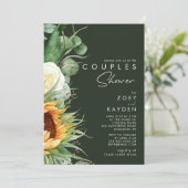 カントリーはっきりしたヒマワリ | Dark Greenカップルのシャワー 招待状 (スタンド正面)