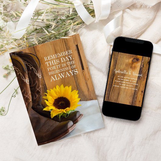 カントリーひまわりウェスタンウェディング日付を保存 セーブザデート