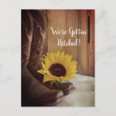 カントリーひまわりウェスタンウェディング日付を保存 案内ポストカード (正面)