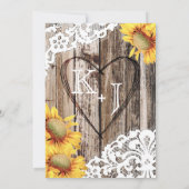 カントリーひまわりウッドレース素朴結婚ズ 招待状 (裏面)