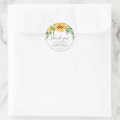 カントリーひまわりスクリプトサンキューブライダルシャワー ラウンドシール (バッグ)