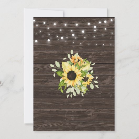 カントリーひまわりストリングライツレースブライダルシャワー 招待状 (裏面)