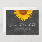 カントリーひまわりチョークボード結婚式の日付を保存 案内ポストカード (正面/裏面)