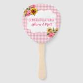 カントリーひまわりバラピンクギンガムチェックBabyQ ハンドファン (裏面)