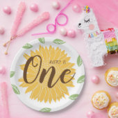 カントリーひまわりベビーの誕生日1 ペーパープレート (パーティー)