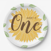 カントリーひまわりベビーの誕生日1 ペーパープレート (正面)