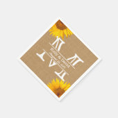 カントリーひまわりモノグラム素朴バ結婚ラップ スタンダードカクテルナプキン (角)