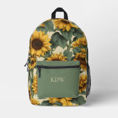 カントリーひまわりモノグラム プリントバックパック (正面)