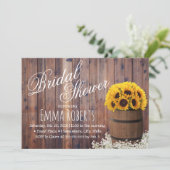 カントリーひまわりワインバレル素朴ブライダルシャワー 招待状 (スタンド正面)