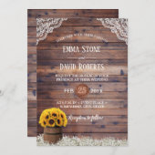 カントリーひまわりワ素朴イン結婚樽 招待状 (正面/裏面)