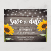 カントリーひまわり木のライトウェディング日付を保存 案内ポストカード (正面)