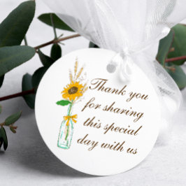 カントリーひまわり秋フローラ結婚の感謝 フェイバータグ