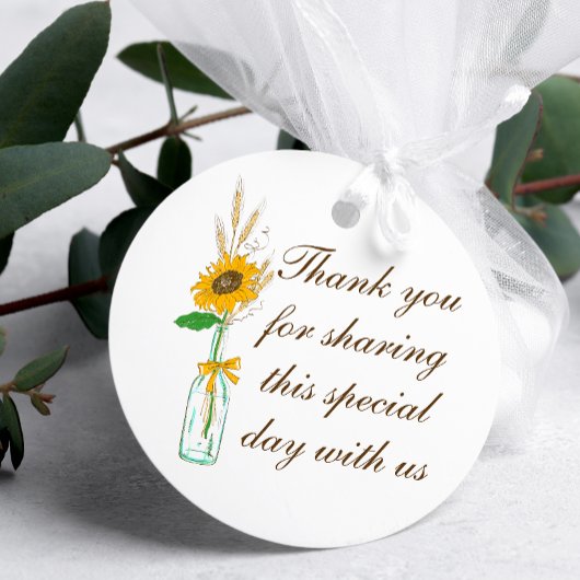 カントリーひまわり秋フローラ結婚の感謝 フェイバータグ