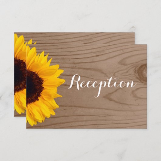 カントリーひまわり納屋ウッドウェディングレセプションカード エンクロージャーカード (正面/裏面)