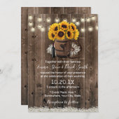 カントリーひまわり素朴の木結婚筒 招待状 (正面/裏面)