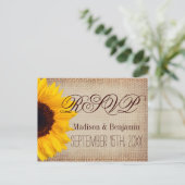 カントリーひまわり素朴バーラップRSVPポストカード インビテーションポストカード (スタンド正面)