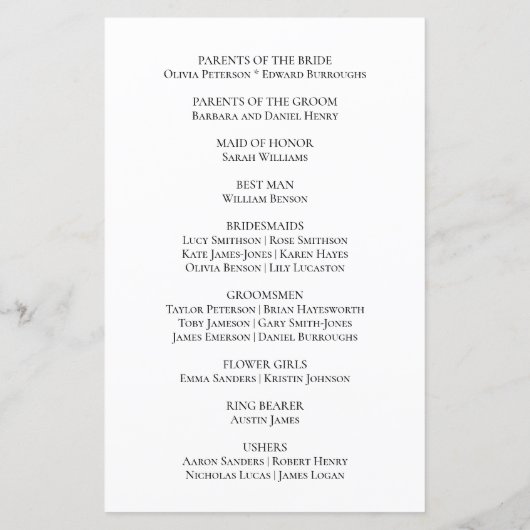 カントリーひまわり素朴フローラ結婚式 プログラム (裏面)