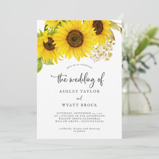 カントリーひまわり結婚の招待状 招待状 (スタンド正面)