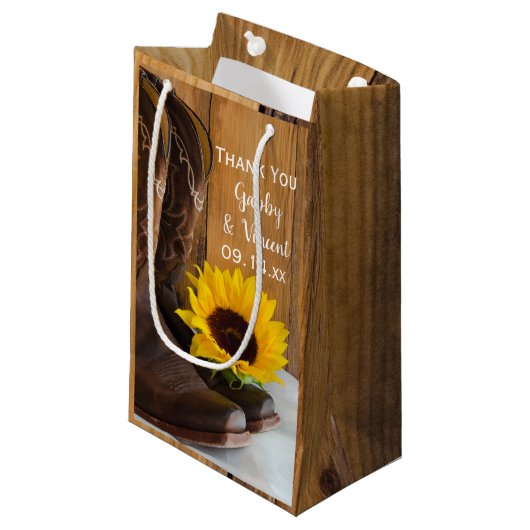 カントリーひまわり結婚ウェスタン スモールペーパーバッグ (正面アングル)