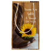 カントリーひまわり結婚ウェスタン スモールペーパーバッグ (正面)