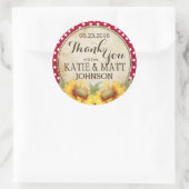 カントリーひまわり赤いギンガムチェック ラウンドシール (バッグ)