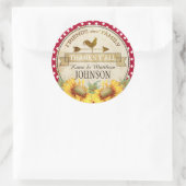 カントリーひまわり赤いギンガムチェック ラウンドシール (バッグ)