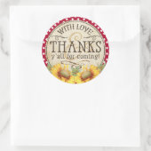 カントリーひまわり赤いギンガムチェック ラウンドシール (バッグ)