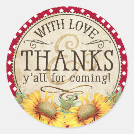 カントリーひまわり赤いギンガムチェック ラウンドシール