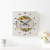 カントリーひま素朴わり木科 スクエア壁時計 (ホーム)