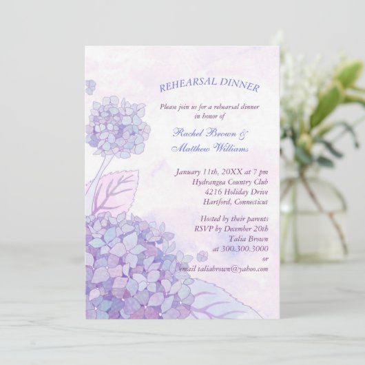 カントリーアジサイ結婚ズのリハーサルディナー 招待状 (スタンド正面)