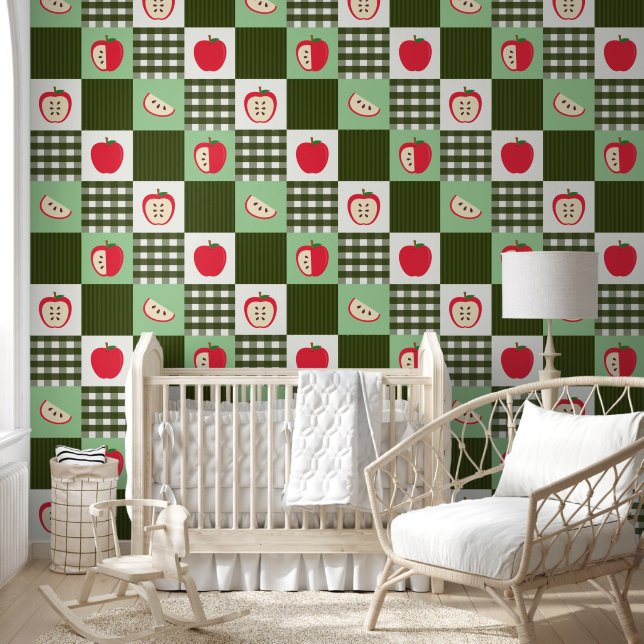 カントリーアップルアミッシュキルトカートゥーンオリジナルパターン 壁紙 (キッズ)