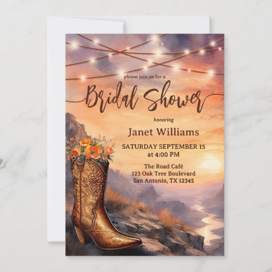 カントリーアンドウエスタンブーツブライダルシャワー 招待状 (正面)