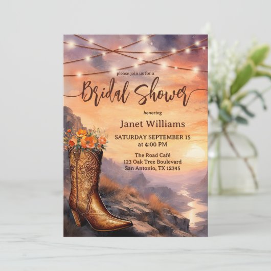 カントリーアンドウエスタンブーツブライダルシャワー 招待状 (スタンド正面)