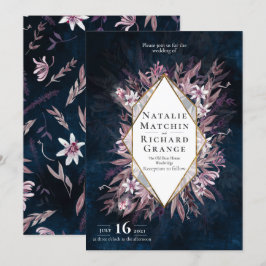 カントリーアートの花のウェディング招待状、招待 招待状