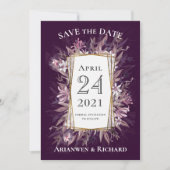 カントリーアートフローラ結婚式の日付の招待を保存 招待状 (正面)