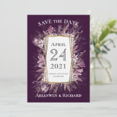 カントリーアートフローラ結婚式の日付の招待を保存 招待状 (スタンド正面)