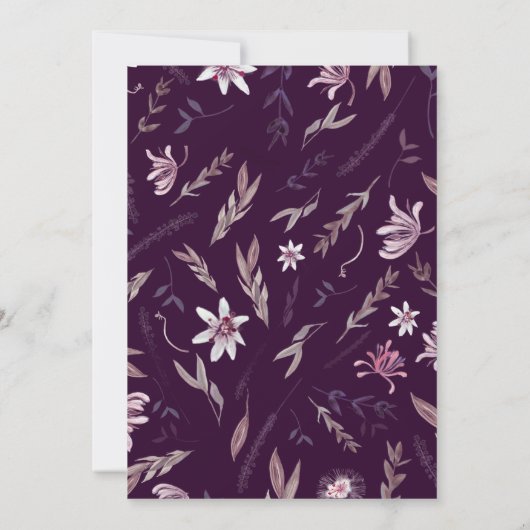 カントリーアートフローラ結婚式の日付の招待を保存 招待状 (裏面)