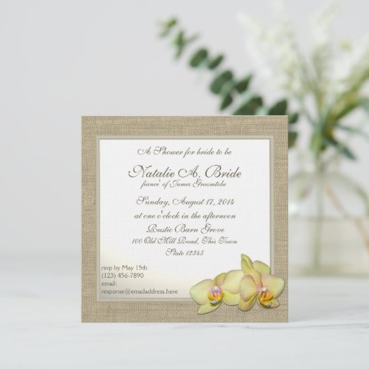 カントリーイエローオーキッドブライダルシャワー 招待状 (スタンド正面)
