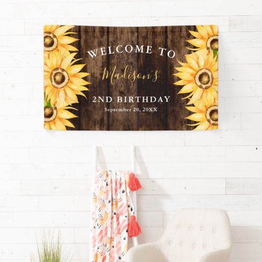 カントリーイエローサンフラワーバースデーパーティーへようこそ 横断幕 (インサイチュ)