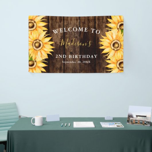 カントリーイエローサンフラワーバースデーパーティーへようこそ 横断幕 (トレードショー)