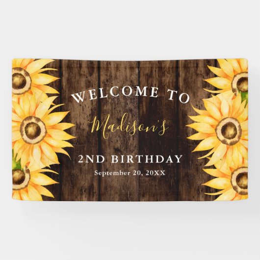 カントリーイエローサンフラワーバースデーパーティーへようこそ 横断幕 (横)