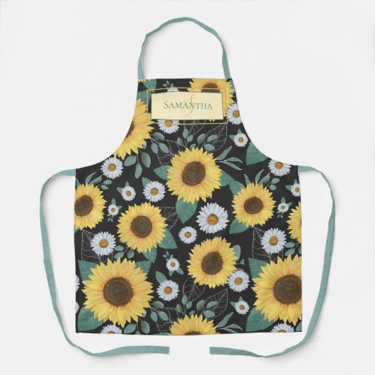 カントリーイエローヒマワリの女性の名前エプロン エプロン (正面)