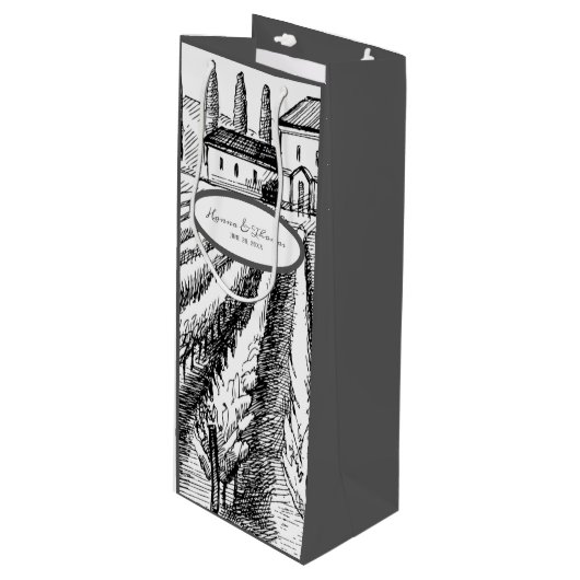 カントリーイタリアンサイドヴィンテージヴィンヤ結婚ード ワインギフトバッグ (正面アングル)