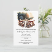 カントリーイタリアントスカーナの夕食風景の水色 招待状 (スタンド正面)